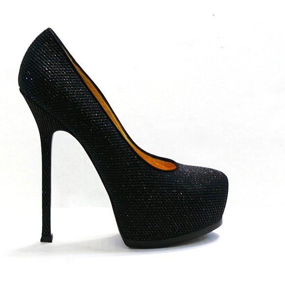 YSL SAINT LAURENT Tribtoo Black Pump Heel